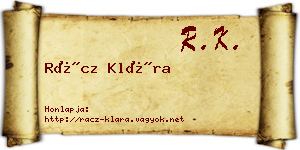 Rácz Klára névjegykártya